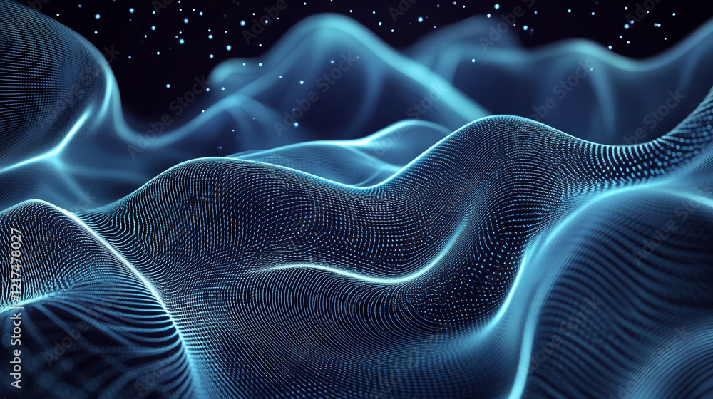 Fototapeta premium Abstract technical background of interconnecting lines, Abstract Blue Light Shades with Mesmerizing Patterns