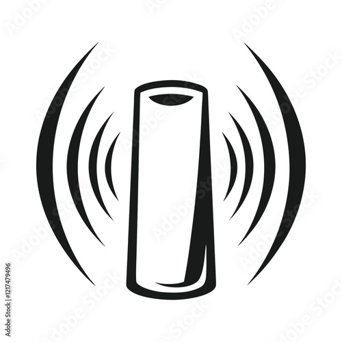 a symbolic logo of an abstract smart speaker emitting sound waves