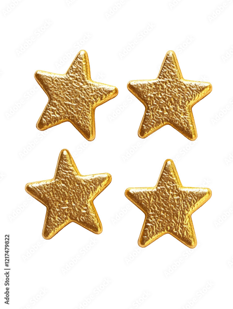 Isolated Four Golden Star Shaped Decorations Isolated Four Golden Star Shaped Decorations