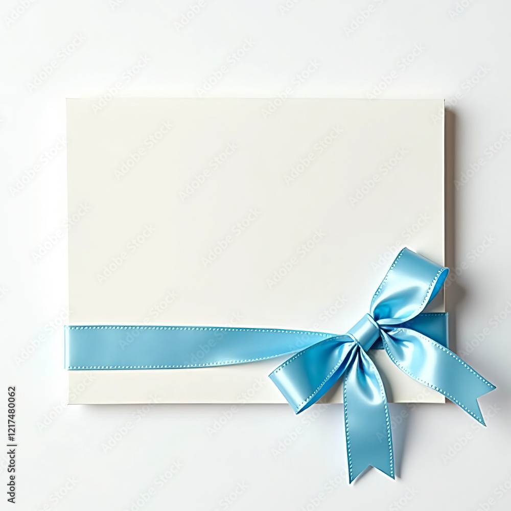Elegant gift Card wrapped with teal ribbon ready for celebration or special occasion Elegant gift Card wrapped with teal ribbon ready for celebration or special occasion