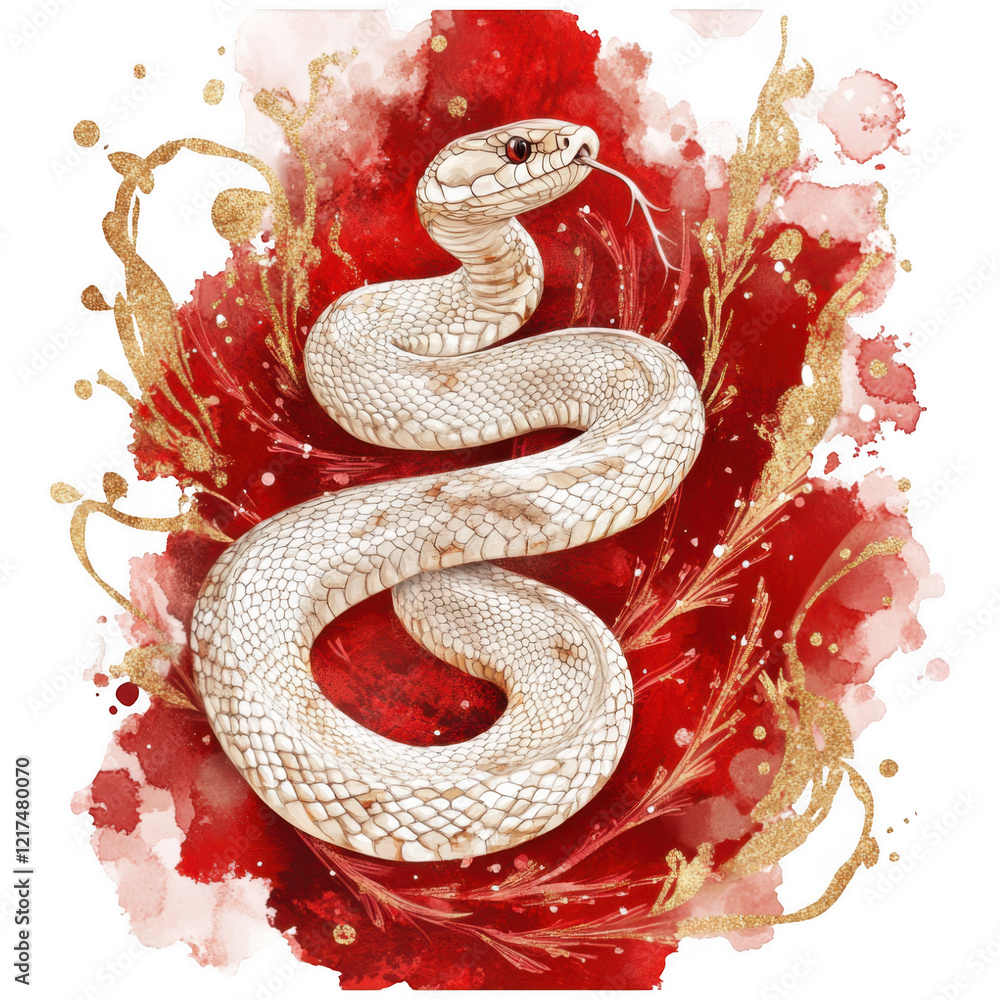 Obraz premium Lunar New Year Snake Clipart Vector Illustration - Year of the Snake 2025