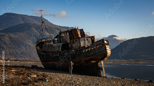 Corpach wreck near Fort William, Scotland on a sunny day in november photo