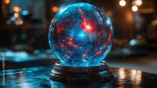 A digital crystal ball revealing emerging cyber threats and attack trends 234 photo