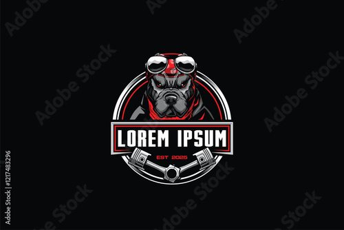 Pitbull with cross piston cartoon vector image