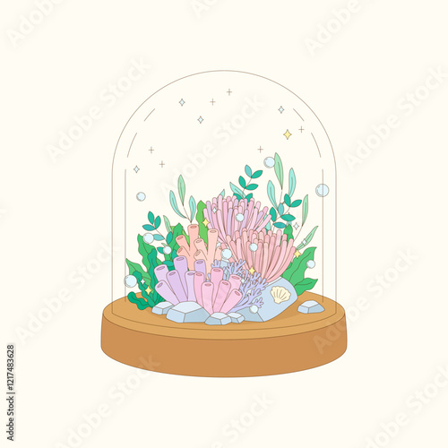 coral reef glass cloche