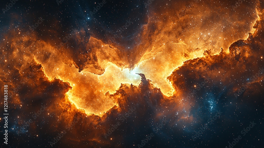 Fototapeta premium stunning cosmic nebula with fiery colors in outer space