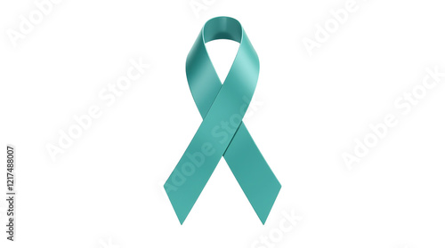 Wallpaper Mural Teal Ribbon Representing Ovarian Cancer Awareness Isolated on a Transparent Background (PNG). Torontodigital.ca