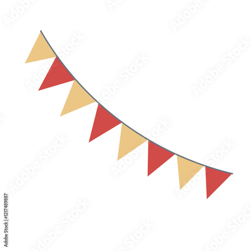 Festival flag garland in flat design. Carnival hanging bunting decoration. Vector illustration isolated.