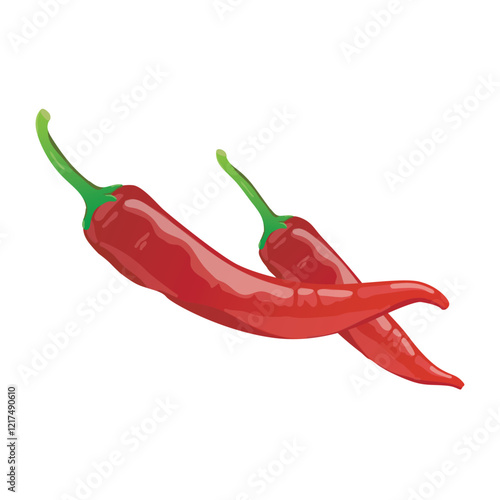 Red hot pepper in flat design. Spice ingredient, chili or cayenne condiment. Vector illustration isolated.