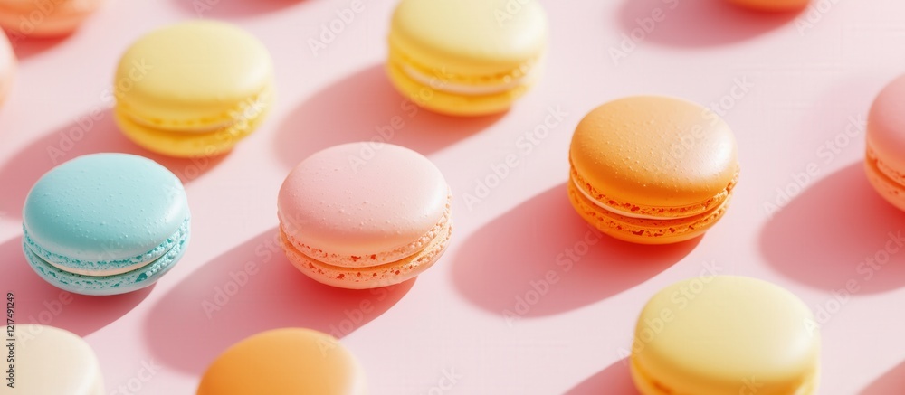 Fototapeta premium Colorful macarons delight bakery food photography bright setting