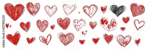 Collection of Red Ornate Hearts various sizes and shapes for Valentines Day