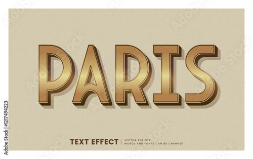 Editable 3d gold Paris text effect
