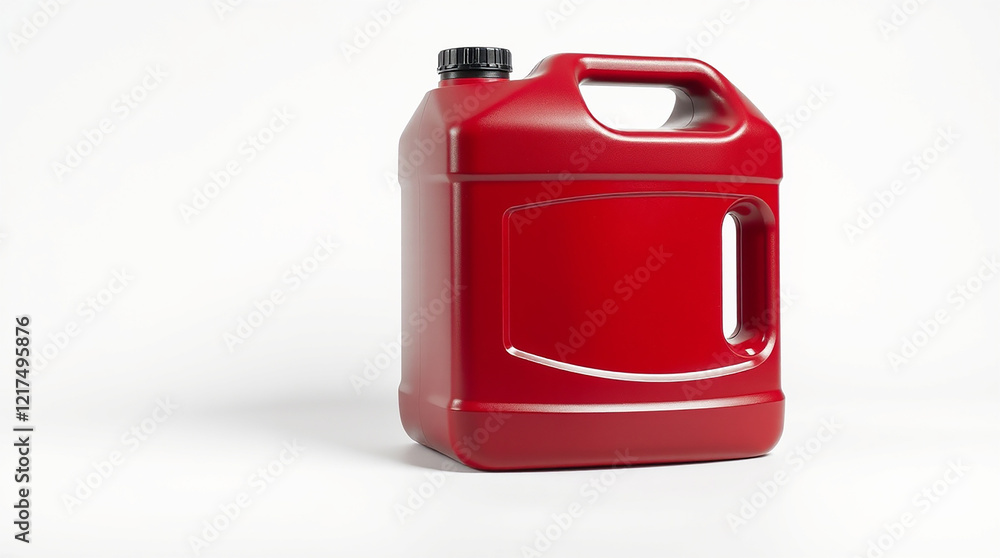 Red plastic canister on white background Red plastic canister on white background