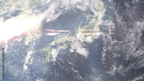 Zooming in on Toyonaka, Japan frome space - Perfect for Travel Intros and Backgrounds. Realistic 3D Animation. photo