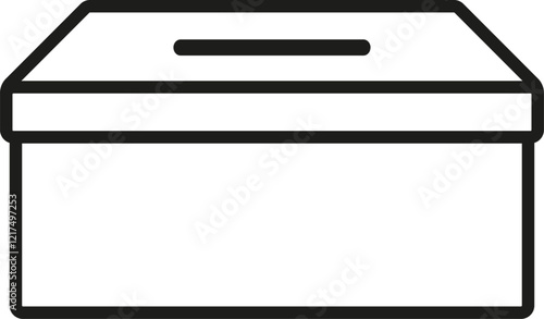 Cardboard box with hole icon. Donation box. Vector. Line style.