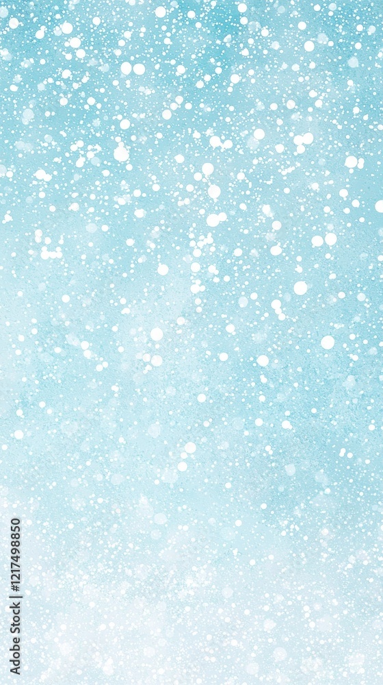Obraz premium Gentle snowfall creates a serene winter scene against a light blue watercolor background, evoking tranquility and the magic of the holiday season