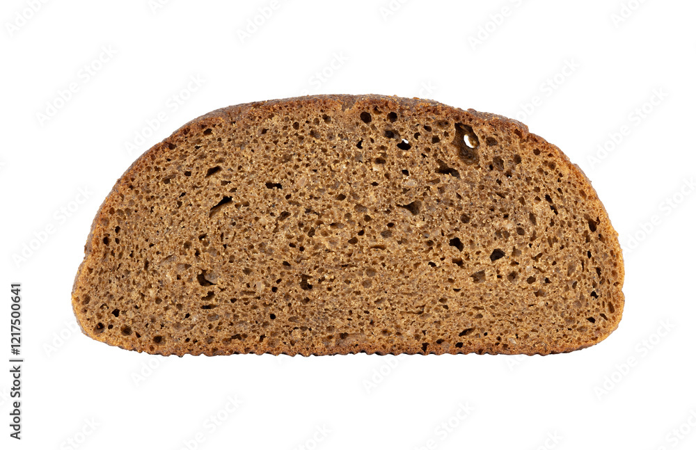 Dark bread loaf cut showing airy texture and crust Dark bread loaf cut showing airy texture and crust