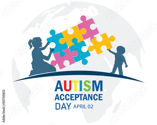Vector illustration on the theme of World Autism Acceptance day observed each year on April 2nd across the globe.