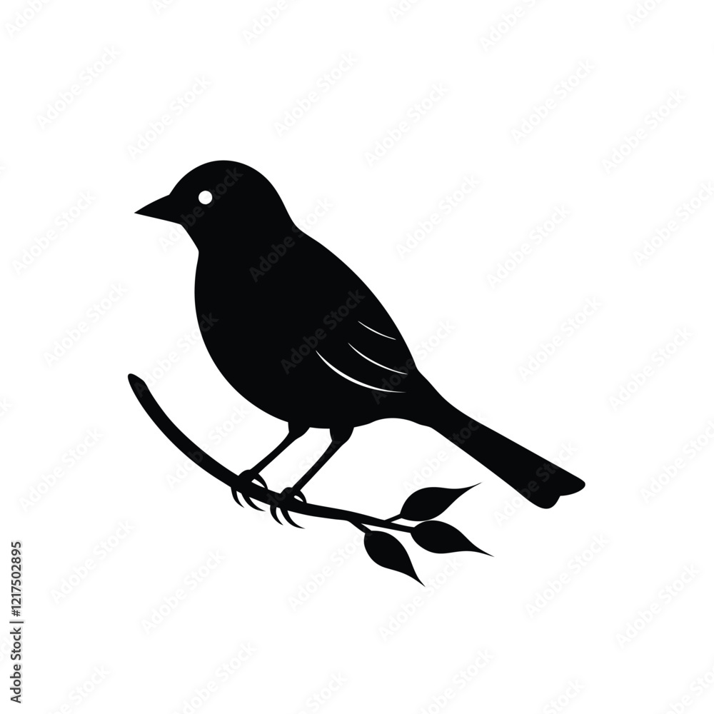 Obraz premium Bird on a branch vector illustration