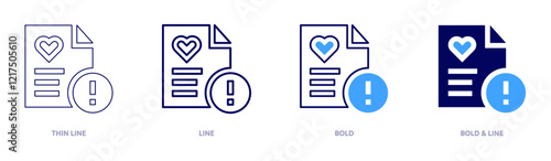 Health report icon in 4 different styles. Thin Line, Line, Bold, and Bold Line. Duotone style. Editable stroke