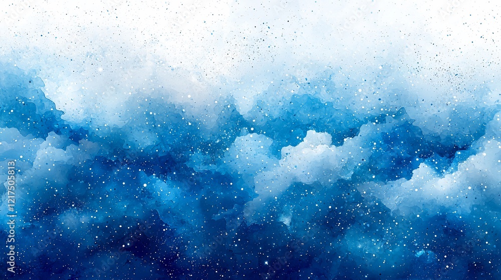 Obraz premium Abstract blue watercolor sky with stars.