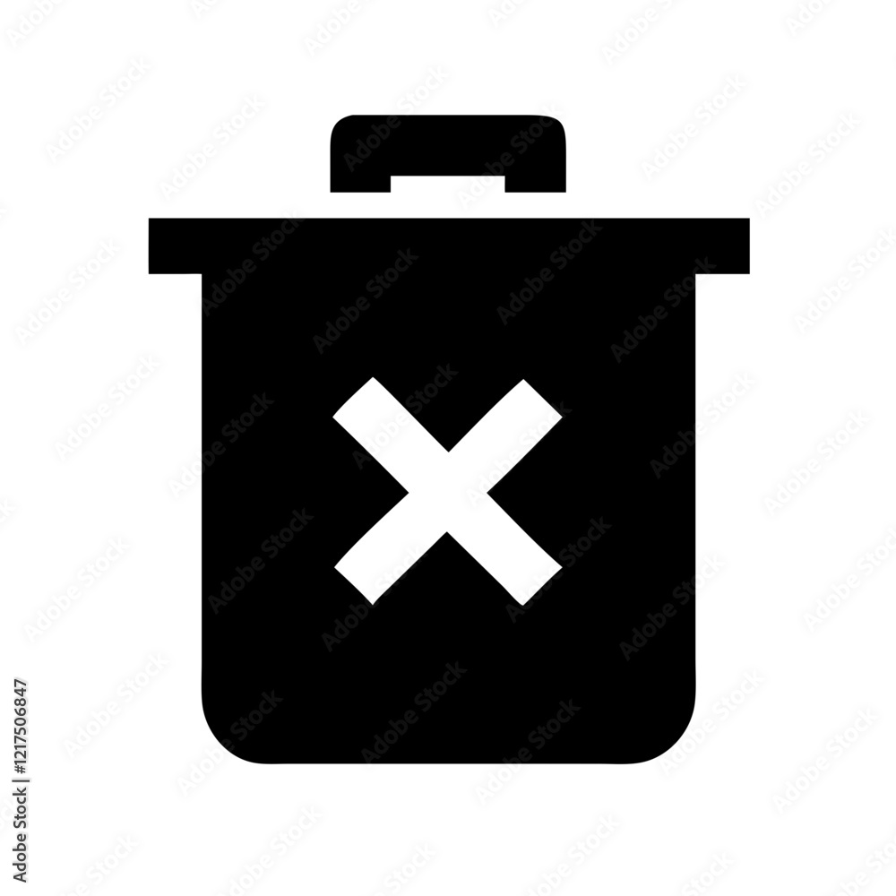 Fototapeta premium Simple Black and White Trash Can Icon