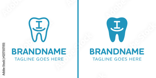 Letter I Dental Tooth Logo, symbolizing tooth, dental care and orthodontist