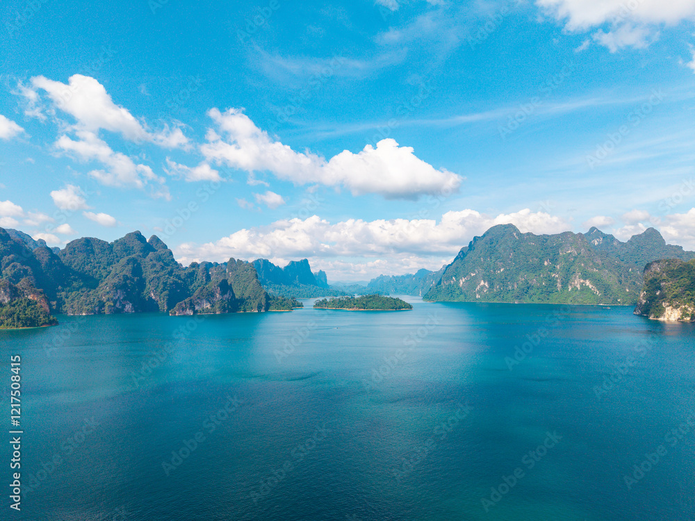 Fototapeta premium Aerial view of khao sok national park in thailand with stunning landscape