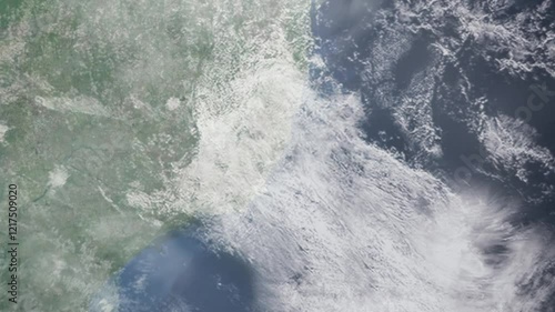 Zooming in on Cariacica, Brazil frome space - Perfect for Travel Intros and Backgrounds. Realistic 3D Animation.