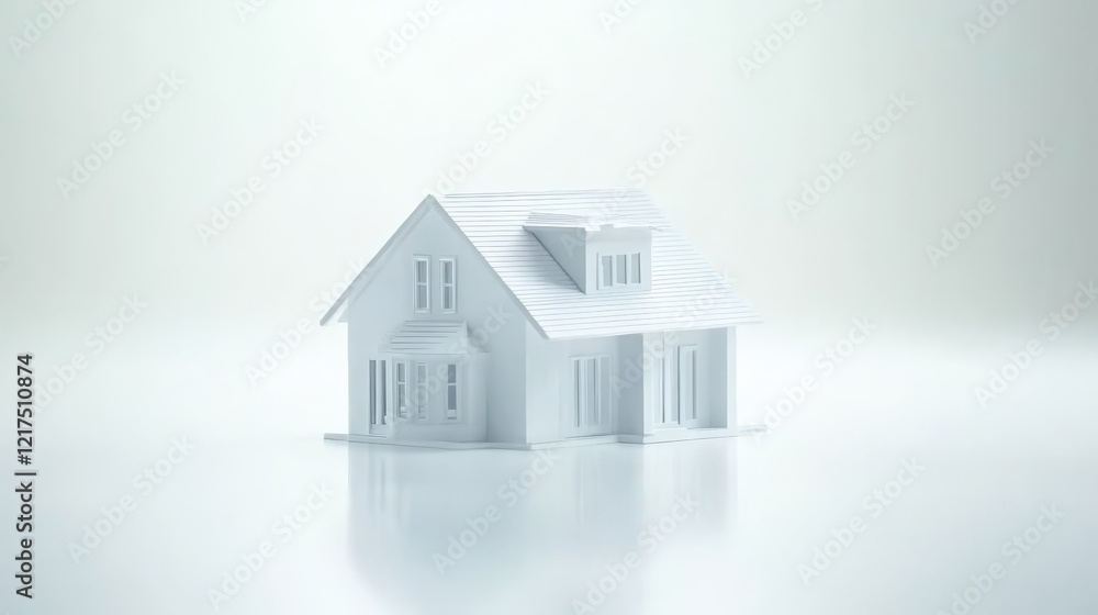 Minimalist white house on white background, a study in architectural simplicity and design Minimalist white house on white background, a study in architectural simplicity and design