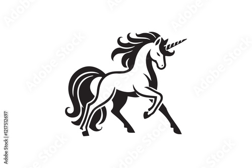  black and white simple unicorn vector silhouette 