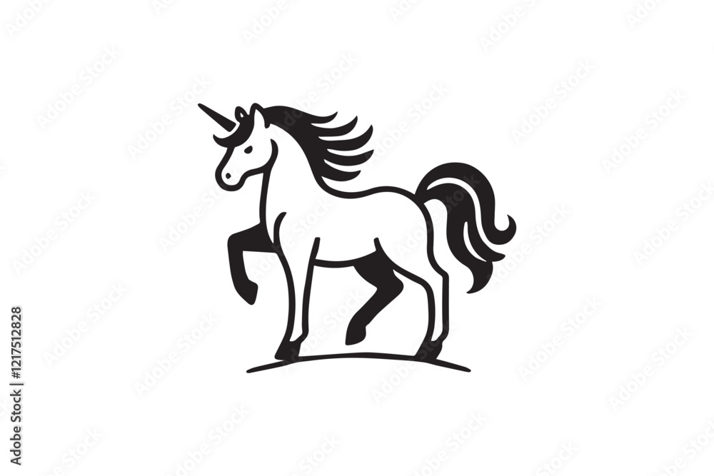 custom made wallpaper toronto digital black and white simple unicorn vector silhouette 