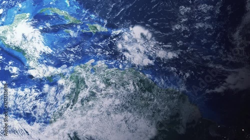 Wallpaper Mural Zooming in on Puerto la Cruz, Venezuela frome space - Perfect for Travel Intros and Backgrounds. Realistic 3D Animation. Torontodigital.ca