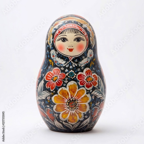 russian nesting doll, Wooden colored matryoshka doll. Russian nesting dolls on a white background
