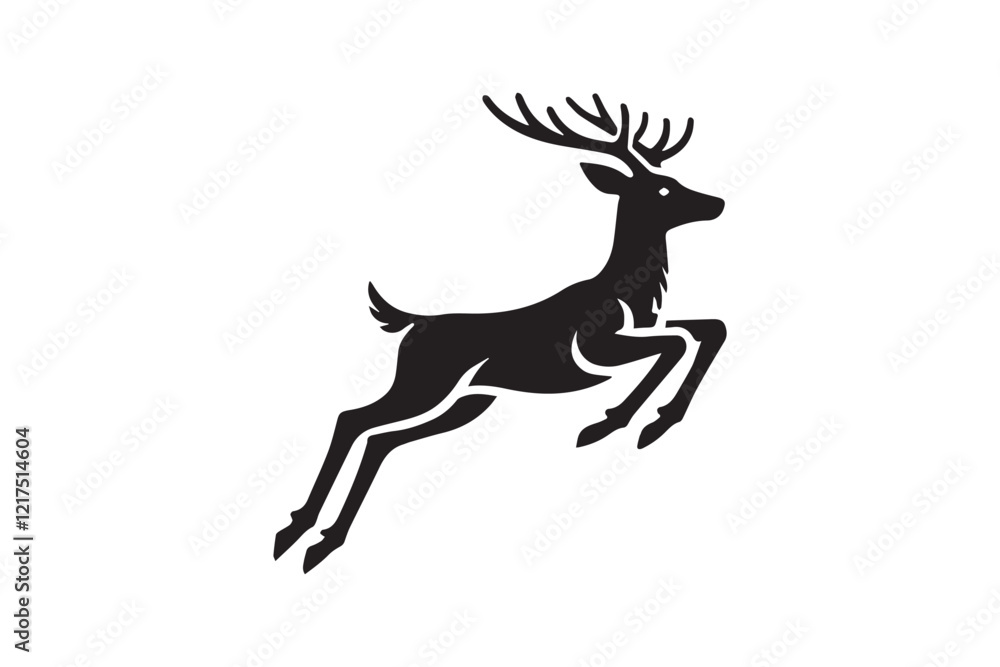 black and white simple deer leaping vector silhouette black and white simple deer leaping vector silhouette