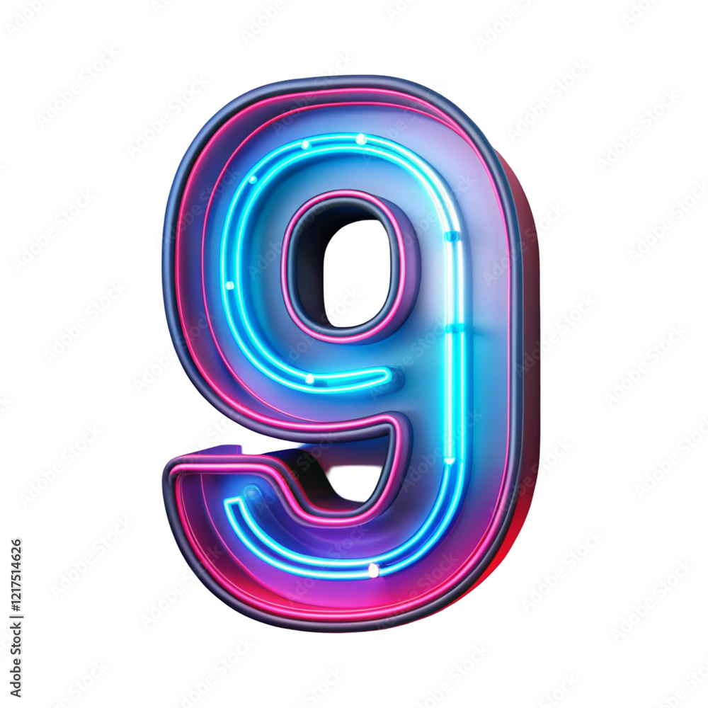 Concrete neon light number 9 illuminated on dark background
Concrete neon light number 9 illuminated on dark background