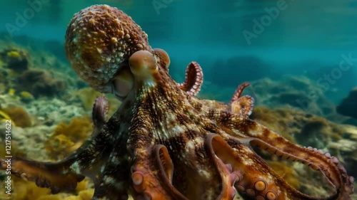 The underwater octopus video will be useful for marine fauna documentaries, educational projects and conservation campaigns.
 photo