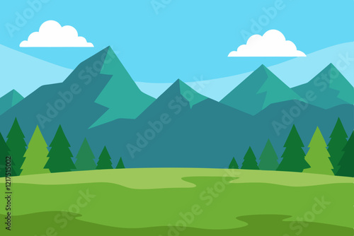 landscape with mountains and trees