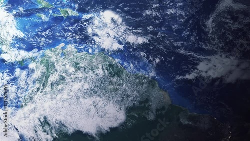 Wallpaper Mural Zooming in on Georgetown, Guyana frome space - Perfect for Travel Intros and Backgrounds. Realistic 3D Animation. Torontodigital.ca