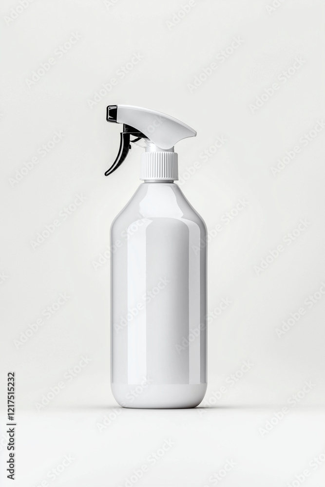 White spray bottle with sprayer, isolated on white background, perfect for cleaning solutions or personal care products. Ideal for various uses in home or professional settings White spray bottle with sprayer, isolated on white background, perfect for cleaning solutions or personal care products. Ideal for various uses in home or professional settings