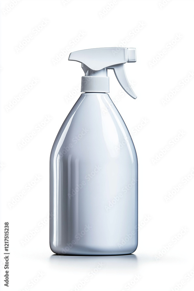 White spray bottle with sprayer, isolated on white background, ideal for cleaning solutions or personal care products. Its sleek design offers versatility for various uses White spray bottle with sprayer, isolated on white background, ideal for cleaning solutions or personal care products. Its sleek design offers versatility for various uses