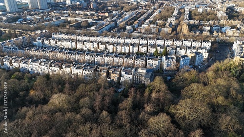 Winter's day Holland Park Kensington London UK drone,aerial photo