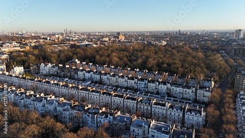 Photography Row of houses Holland Park London UK  drone,aerial