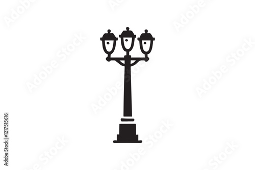  black and white simple vintage road lamp vector silhouette 