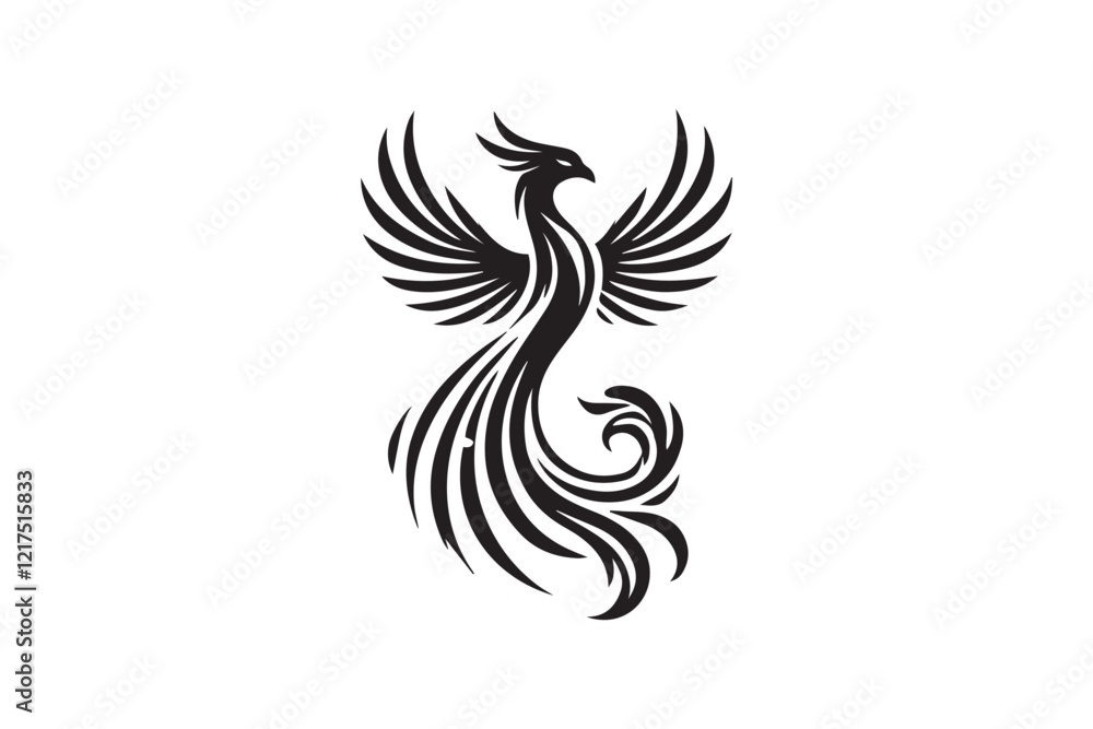 black and white simple phoenix vector silhouette black and white simple phoenix vector silhouette
