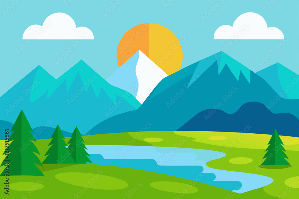 Fototapeta premium landscape with mountains and blue sky