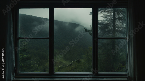 Misty Mountain View from a Window photo