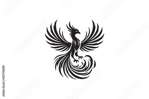  black and white simple phoenix vector silhouette 