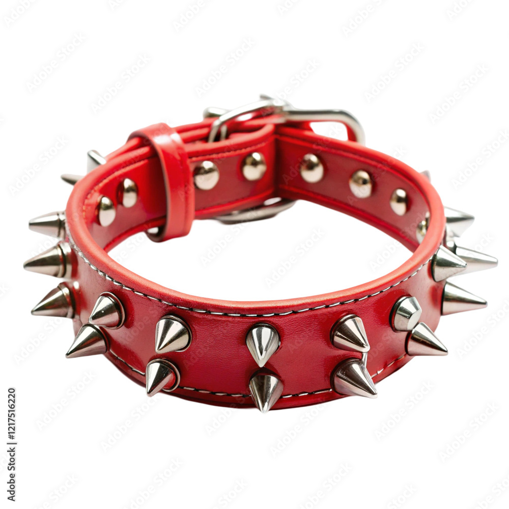 Red spiked dog collar isolated on transparent background
Red spiked dog collar isolated on transparent background