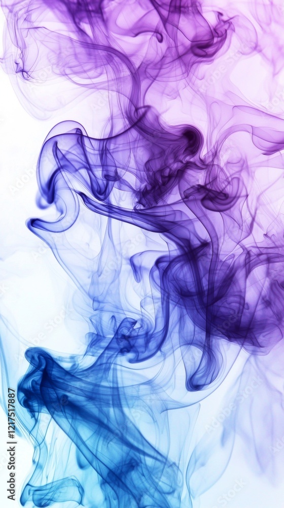 Colorful smoke rising and swirling, creating a mesmerizing abstract pattern against a clean white backdrop, perfect for backgrounds or design elements Colorful smoke rising and swirling, creating a mesmerizing abstract pattern against a clean white backdrop, perfect for backgrounds or design elements
